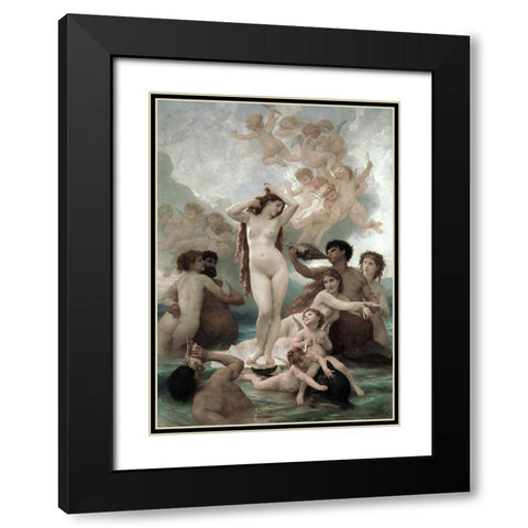 The Birth of Venus Black Modern Wood Framed Art Print with Double Matting by Bouguereau, William-Adolphe