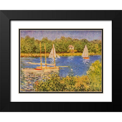 Seine at Argenteuil Black Modern Wood Framed Art Print with Double Matting by Monet, Claude