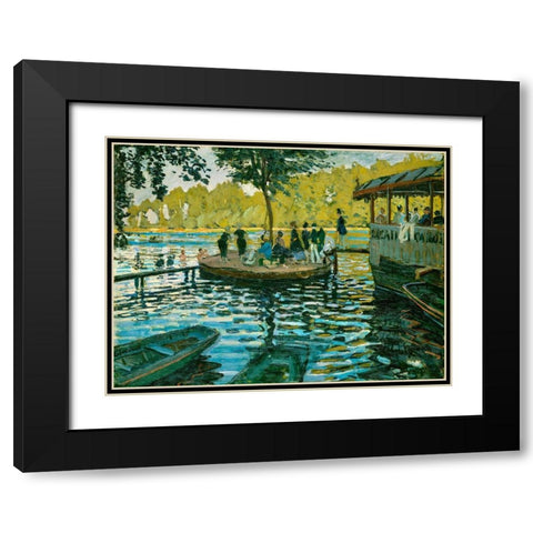 La GrenouillÃ©re Black Modern Wood Framed Art Print with Double Matting by Monet, Claude