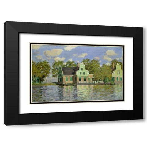 The House on the River Zaan in Zaandam Black Modern Wood Framed Art Print with Double Matting by Monet, Claude