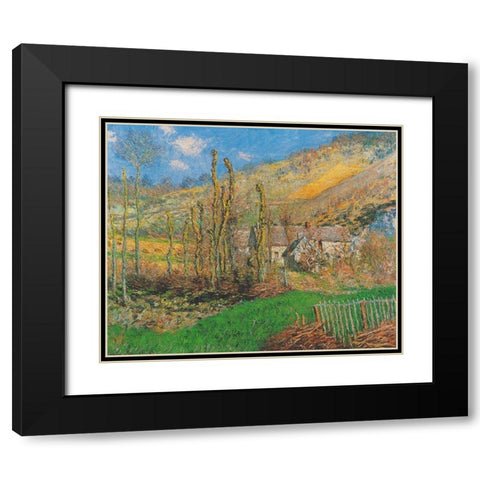 Winter Landscape at the Val de Falaise (Giverny) Black Modern Wood Framed Art Print with Double Matting by Monet, Claude