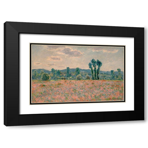 Poppy Field Black Modern Wood Framed Art Print with Double Matting by Monet, Claude
