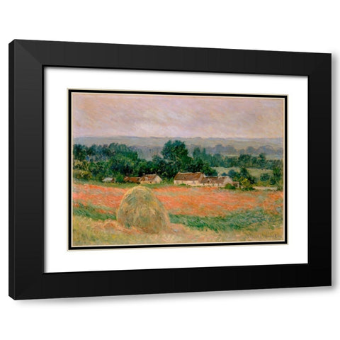 Haystack at Giverny Black Modern Wood Framed Art Print with Double Matting by Monet, Claude