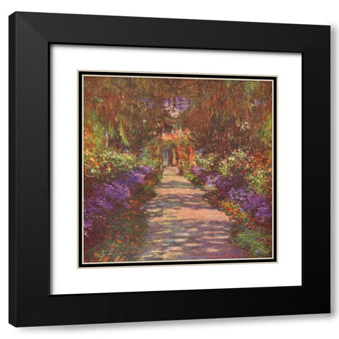 Garden way Black Modern Wood Framed Art Print with Double Matting by Monet, Claude