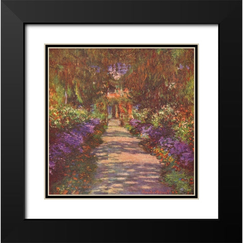 Garden way Black Modern Wood Framed Art Print with Double Matting by Monet, Claude