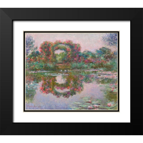 Flowering Arches, Giverny Black Modern Wood Framed Art Print with Double Matting by Monet, Claude