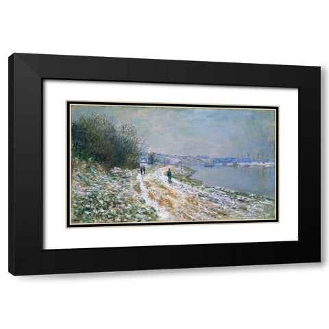 Chemin de hallage Argenteuil Black Modern Wood Framed Art Print with Double Matting by Monet, Claude
