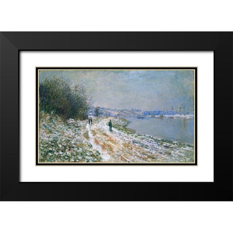 Chemin de hallage Argenteuil Black Modern Wood Framed Art Print with Double Matting by Monet, Claude