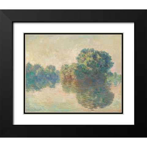 The Seine at Giverny Black Modern Wood Framed Art Print with Double Matting by Monet, Claude