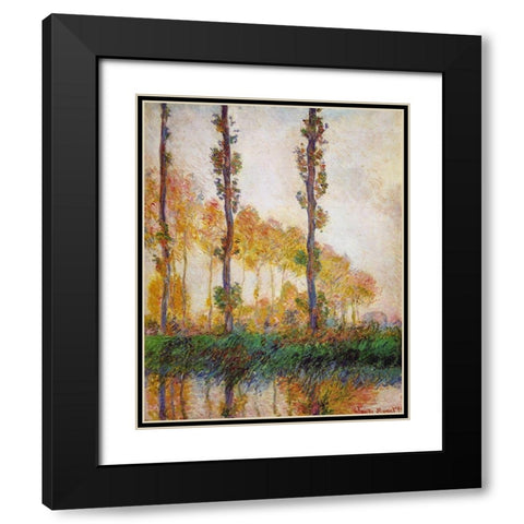 Poplars (Autumn) Black Modern Wood Framed Art Print with Double Matting by Monet, Claude