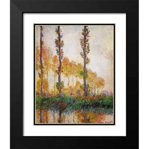 Poplars (Autumn) Black Modern Wood Framed Art Print with Double Matting by Monet, Claude