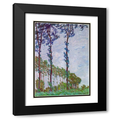 Poplars (Wind effect) Black Modern Wood Framed Art Print with Double Matting by Monet, Claude