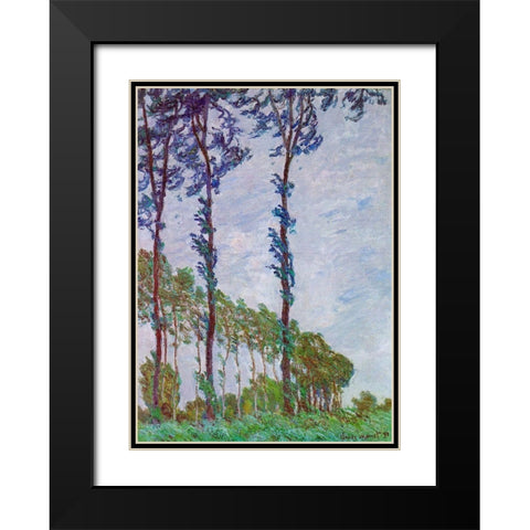 Poplars (Wind effect) Black Modern Wood Framed Art Print with Double Matting by Monet, Claude
