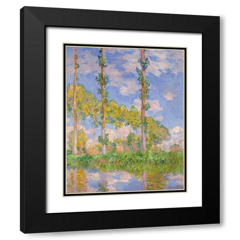 Poplars in the sun Black Modern Wood Framed Art Print with Double Matting by Monet, Claude