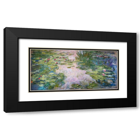 Waterlillies Black Modern Wood Framed Art Print with Double Matting by Monet, Claude