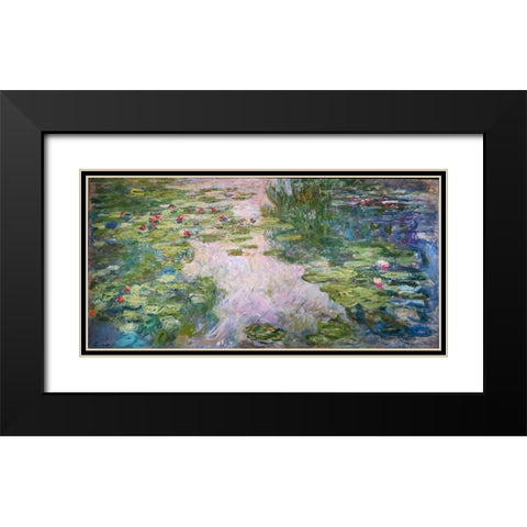 Waterlillies Black Modern Wood Framed Art Print with Double Matting by Monet, Claude