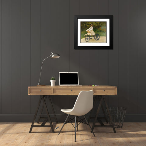 Jean Monet on his Hobby Horse Black Modern Wood Framed Art Print with Double Matting by Monet, Claude