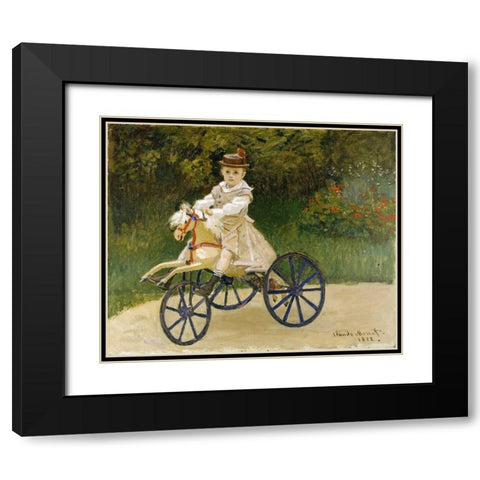 Jean Monet on his Hobby Horse Black Modern Wood Framed Art Print with Double Matting by Monet, Claude