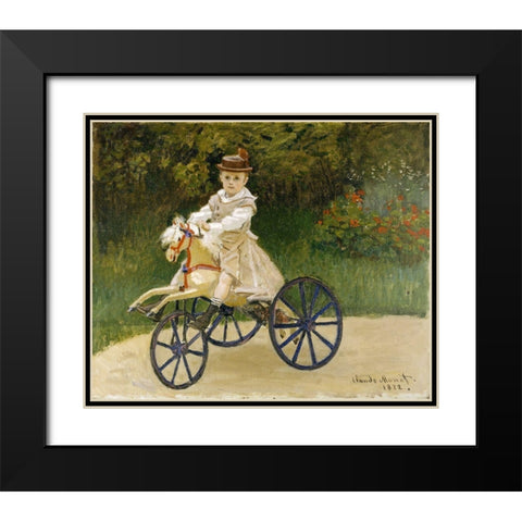 Jean Monet on his Hobby Horse Black Modern Wood Framed Art Print with Double Matting by Monet, Claude