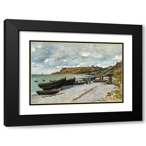 Sainte-Adresse Black Modern Wood Framed Art Print with Double Matting by Monet, Claude