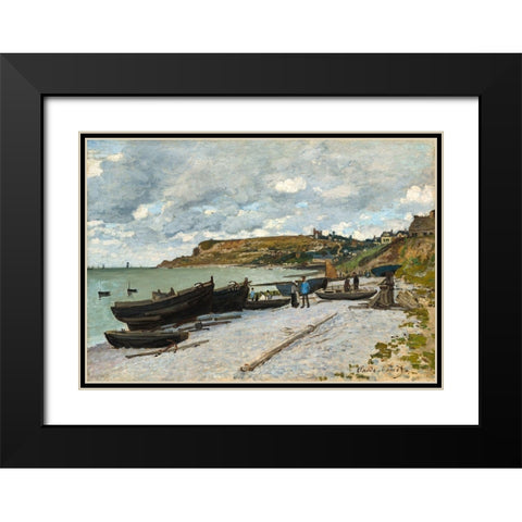Sainte-Adresse Black Modern Wood Framed Art Print with Double Matting by Monet, Claude