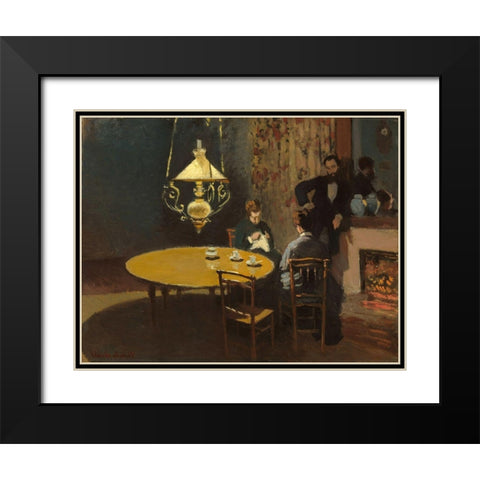 Interior, after Dinner Black Modern Wood Framed Art Print with Double Matting by Monet, Claude