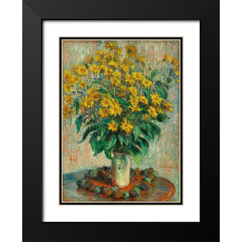 Jerusalem Artichoke Flowers Black Modern Wood Framed Art Print with Double Matting by Monet, Claude