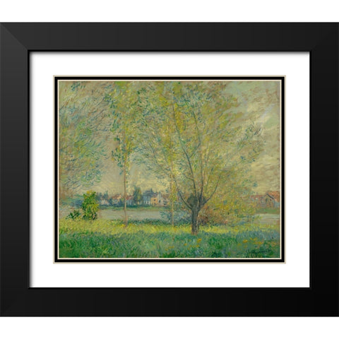 The Willows Black Modern Wood Framed Art Print with Double Matting by Monet, Claude