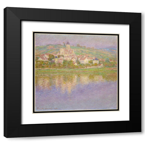 VÃ©theuil Black Modern Wood Framed Art Print with Double Matting by Monet, Claude