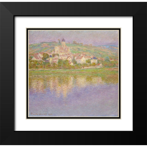 VÃ©theuil Black Modern Wood Framed Art Print with Double Matting by Monet, Claude