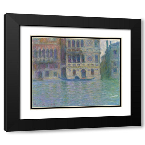 Venice, Palazzo Dario Black Modern Wood Framed Art Print with Double Matting by Monet, Claude