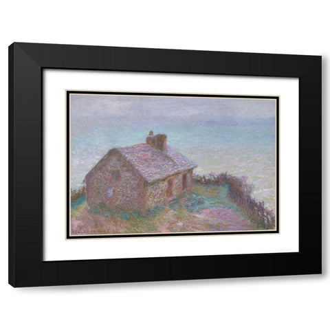 The Customs House at Varengeville Black Modern Wood Framed Art Print with Double Matting by Monet, Claude