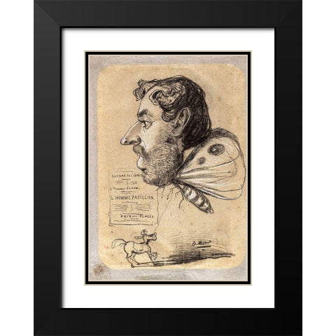 Caricature of Jules Didier (â€œButterfly Manâ€) Black Modern Wood Framed Art Print with Double Matting by Monet, Claude