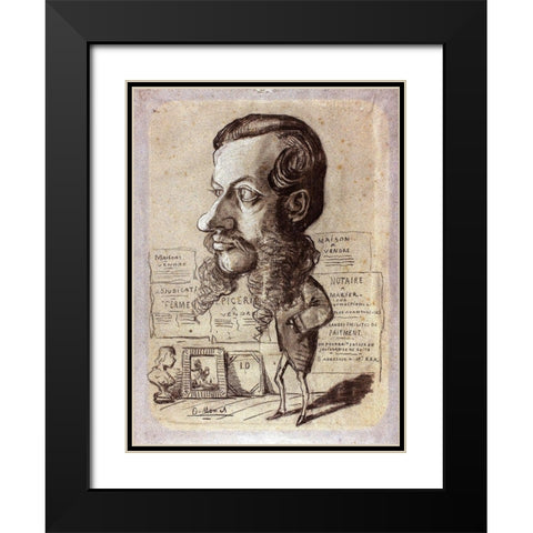 Caricature of LÃ©on Manchon Black Modern Wood Framed Art Print with Double Matting by Monet, Claude
