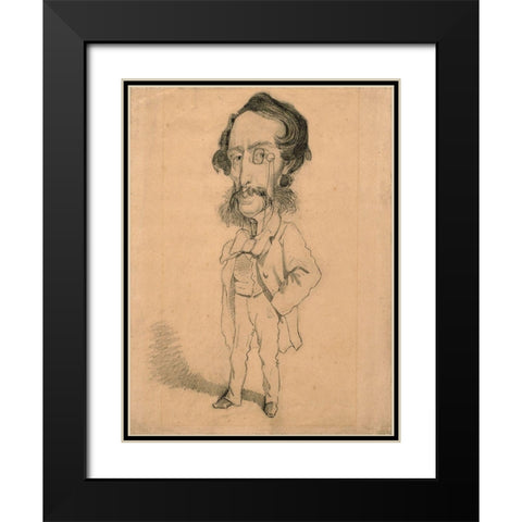 Caricature of Mario Uchard Black Modern Wood Framed Art Print with Double Matting by Monet, Claude