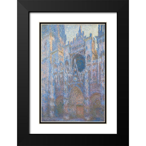 Rouen Cathedral, West FaÃ§ade Black Modern Wood Framed Art Print with Double Matting by Monet, Claude