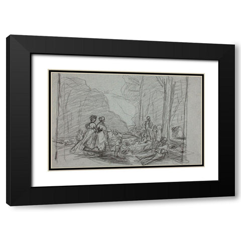 Palazzo da Mula, Venice Black Modern Wood Framed Art Print with Double Matting by Monet, Claude