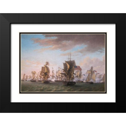 Perrys Victory on Lake Erie Black Modern Wood Framed Art Print with Double Matting by Birch, Thomas