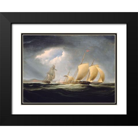 Capture of the Tripoli by the Enterprise Black Modern Wood Framed Art Print with Double Matting by Birch, Thomas