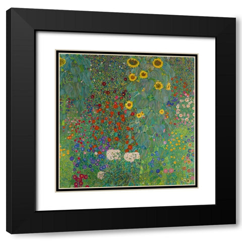 Farm Garden with Sunflowers Black Modern Wood Framed Art Print with Double Matting by Klimt, Gustav
