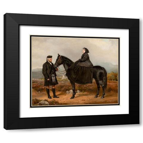 Queen Victoria with John Brown Black Modern Wood Framed Art Print with Double Matting by Barber, Charles Burton