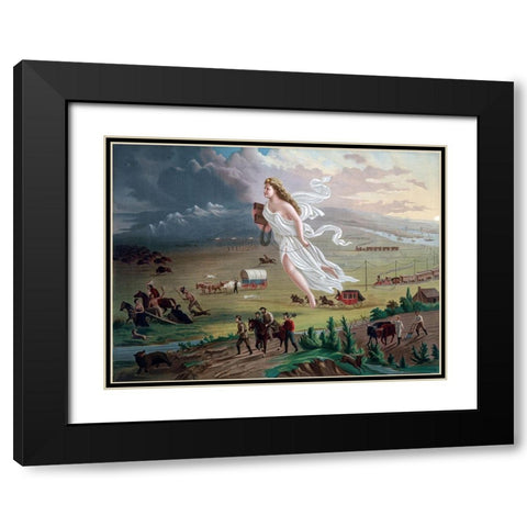 American Progress Black Modern Wood Framed Art Print with Double Matting by Gast, John