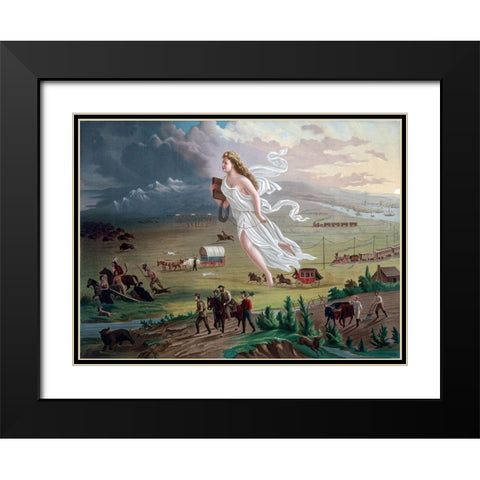 American Progress Black Modern Wood Framed Art Print with Double Matting by Gast, John