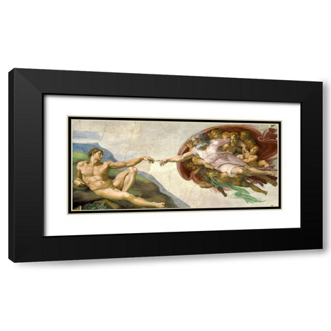 The Creation of Adam Black Modern Wood Framed Art Print with Double Matting by Michelangelo