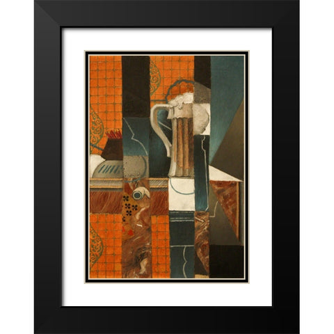 Playing Cards and Glass of Beer Black Modern Wood Framed Art Print with Double Matting by Gris, Juan