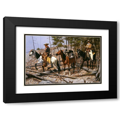Prospecting for Cattle Range Black Modern Wood Framed Art Print with Double Matting by Remington, Frederic