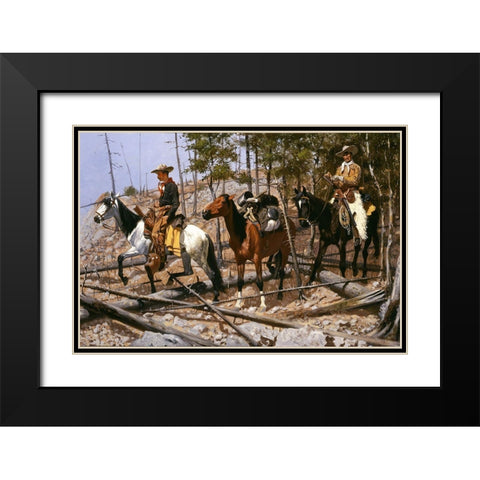 Prospecting for Cattle Range Black Modern Wood Framed Art Print with Double Matting by Remington, Frederic