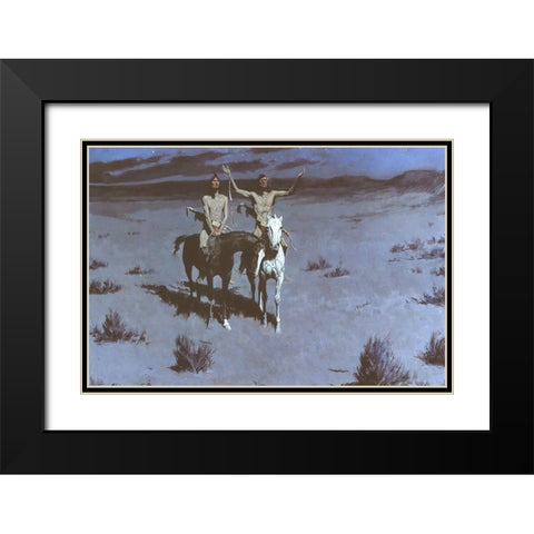 Pretty Mother of the Nightâ€”White Otter is No Longer a Boy Black Modern Wood Framed Art Print with Double Matting by Remington, Frederic