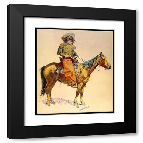 Arizona cowboy Black Modern Wood Framed Art Print with Double Matting by Remington, Frederic