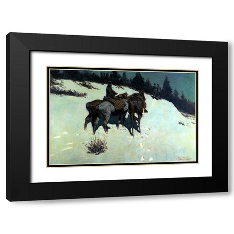A Reconnaissance Black Modern Wood Framed Art Print with Double Matting by Remington, Frederic